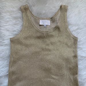 Cache Gold Rayon Mix Cotton Gold Sleeveless Top